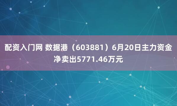 配资入门网 数据港（603881）6月20日主力资金净卖出5771.46万元